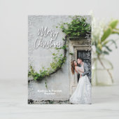 Kerstfoto met Botanische rand Feestdagenkaart (Staand voorkant)