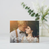 Kerstfoto met gehuwde en prettige kalligrafie briefkaart (Staand voorkant)