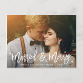 Kerstfoto met gehuwde en prettige kalligrafie briefkaart (Voorkant)