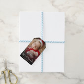 Kerstfoto met glans cadeaulabel (Met Touw)
