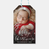 Kerstfoto met glans cadeaulabel (Achterkant)