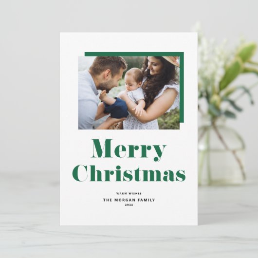 Kerstfoto met groene feestelijke feestfoto feestdagenkaart (Staand voorkant)
