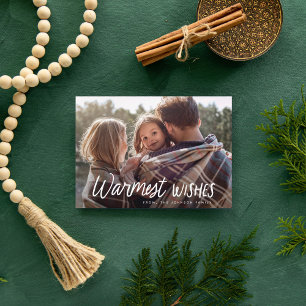 Kerstfoto met handgeschreven speeltekst feestdagenkaart