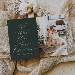 Kerstfoto met kerstwens feestdagenkaart