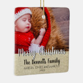 Kerstfoto met landelijke schrift keramisch ornament (Rechts)