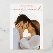 Kerstfoto met 'Merry and Married Heart Script' Folie Feestdagenkaart (Voorkant)