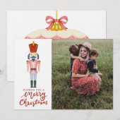 Kerstfoto met pastelkleurige Notenkraker  Feestdagenkaart (Voorkant / Achterkant)