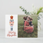 Kerstfoto met pastelkleurige Notenkraker  Feestdagenkaart (Staand voorkant)