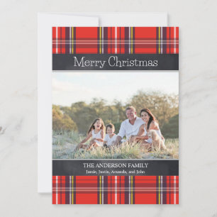Kerstfoto met Plaid en Schoolbord Feestdagenkaart