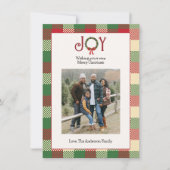 Kerstfoto met Plaid Feestdagenkaart (Voorkant)