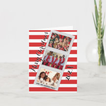 Kerstfoto met rode streep 3 foto's Blanco binnenka
