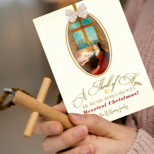 Kerstfoto met vintage elegante hoopthrill feestdagenkaart