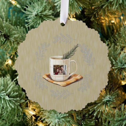 Kerstfoto Mok Pine Branches Ornament Kaart (Insitu (Drie))