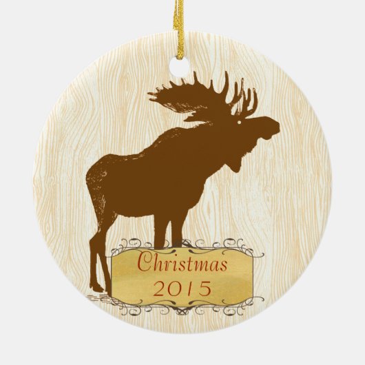 Kerstfoto  Moose Keramisch Ornament (Achterkant)