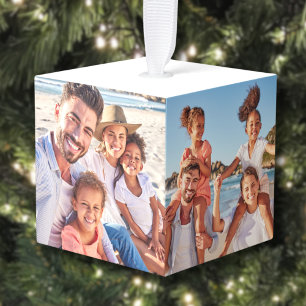 kerstfoto op maat kubus ornament