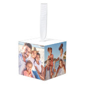 kerstfoto op maat kubus ornament (Voorkant hoekig)