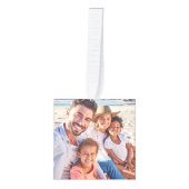 kerstfoto op maat kubus ornament (Voorkant)