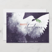 Kerstfoto Paarse duif Feestdagenkaart (Voorkant)