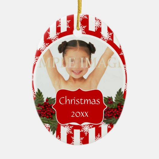 kerstfoto PERSONALIZE Keramisch Ornament (Voorkant)
