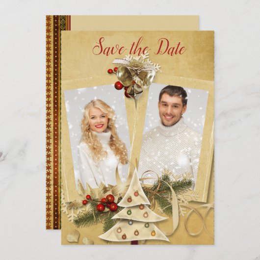 kerstfoto: sla de datum op save the date (Voorkant / Achterkant)