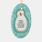 kerstfoto Snowman Datum en naam Keramisch Ornament (Rechts)