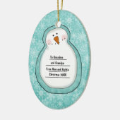 kerstfoto Snowman Datum en naam Keramisch Ornament (Links)