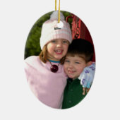 kerstfoto Snowman Datum en naam Keramisch Ornament (Achterkant)