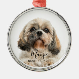 kerstfoto Tzu Dog Persoonlijke foto Metalen Ornament