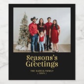 kerstfoto van Black & Gold Season Wijn Etiket (Enkel label)