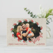 kerstfoto van Blessed Red Berries Feestdagenkaart (Staand voorkant)