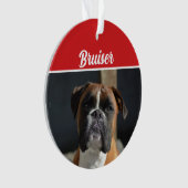 kerstfoto van Cute Boxer Dog Holiday Ornament (voorkant)