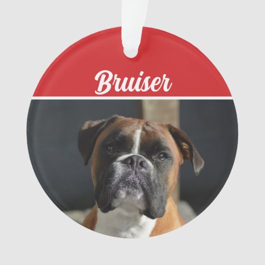 kerstfoto van Cute Boxer Dog Holiday Ornament (voorkant)