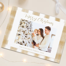 Kerstfoto van familie in vrolijke gouden gingham r