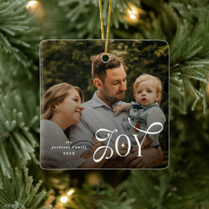 Kerstfoto van het Joy-gezin Keramisch Ornament