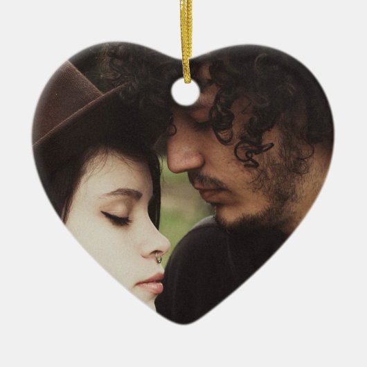 Kerstfoto van het paar Keepsake Keramisch Ornament (Voorkant)