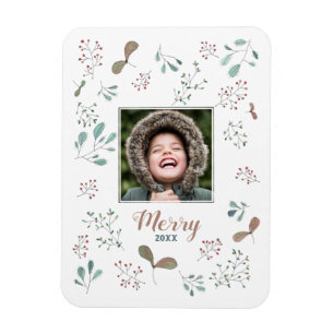 Kerstfoto van Merry Winter Woodland Magneet