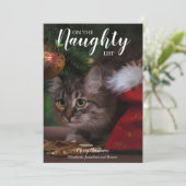 kerstfoto van Naughty List Feestdagenkaart (Staand voorkant)