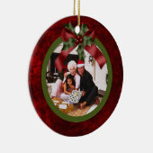 Kerstfoto van Ornament Red en Green Holly Bow (Rechts)