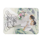 Kerstfoto van pasgetrouwden 'Merry & Married' Magneet (Horizontaal)