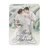 Kerstfoto van pasgetrouwden 'Merry & Married' Magneet (Verticaal)