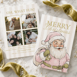 Kerstfoto van preppy Kerstman familie Feestdagenkaart