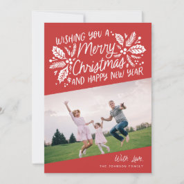 kerstfoto van Red Holly Feestdagenkaart