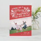 kerstfoto van Red Holly Feestdagenkaart (Staand voorkant)