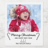 kerstfoto van Rustic Candy Cane Wijn Etiket (Enkel label)