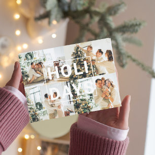 kerstfoto van vier Vakantie-Briefkaart Briefkaart