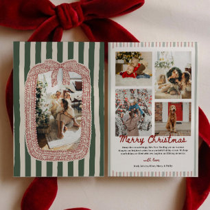 Kerstfoto van vintage kant voor de Grandmillennial Feestdagenkaart