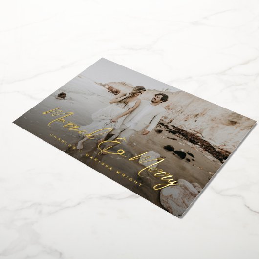 Kerstfoto voor gehuwde en prettige borstels folie feestdagenkaart (Gedraaid)