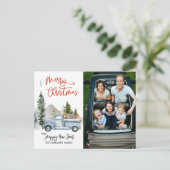 Kerstfoto Waterverf Truck Woodland Briefkaart (Staand voorkant)
