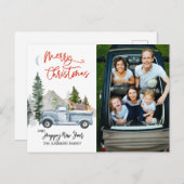 Kerstfoto Waterverf Truck Woodland Briefkaart (Voorkant / Achterkant)