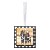  Kerstfoto Zwart Wit Plaid Kubus Ornament (Rechts)